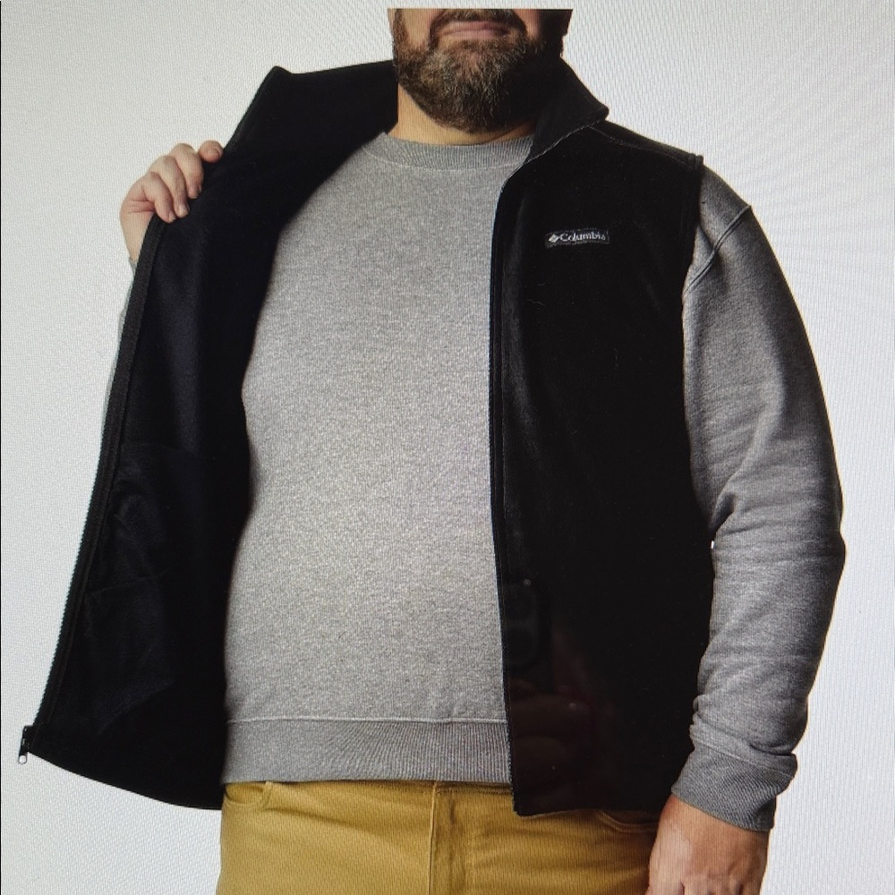 Columbia 3XLT TallMan Dk Blk Fleece Full Zip Up High Collar Outdoor Durable Vest - Picture 7 of 14
